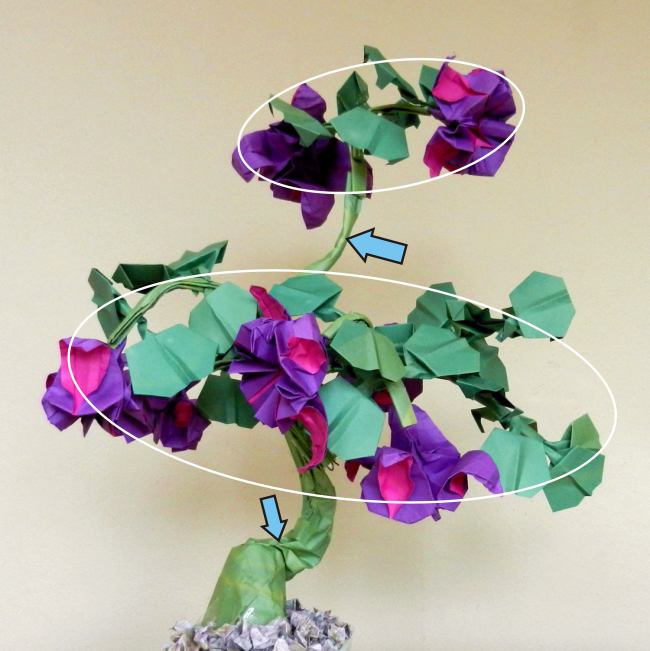 Bonsai Origami Fuchsia flower diagrams