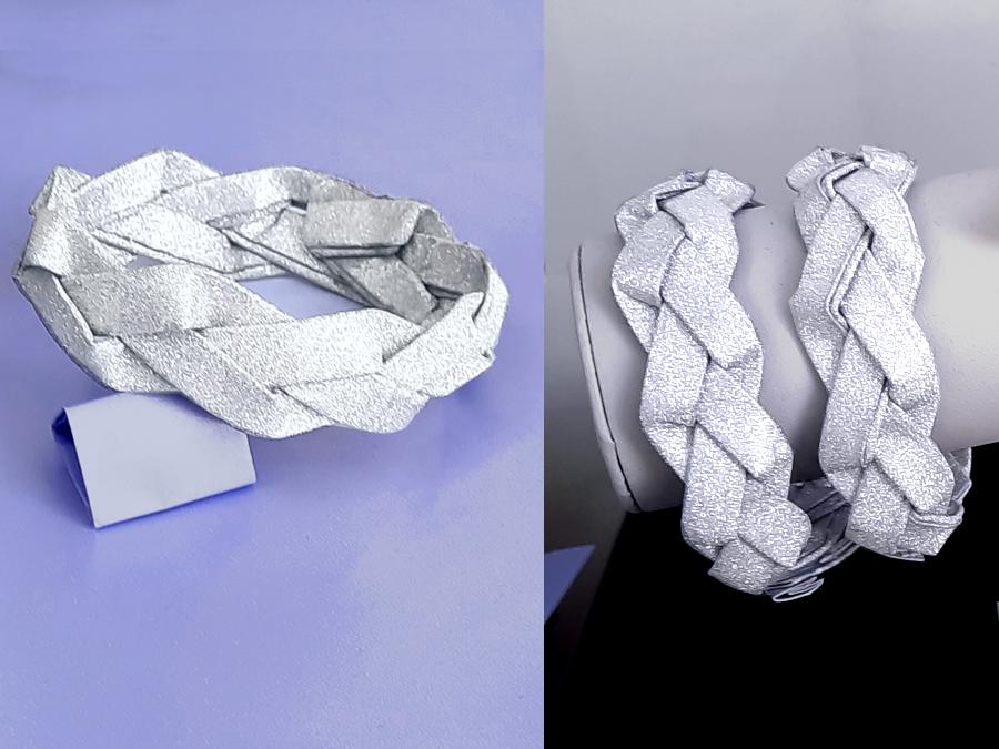 Gevlochten armbanden van zilverpapier Gevlochten armbanden van zilverpapier