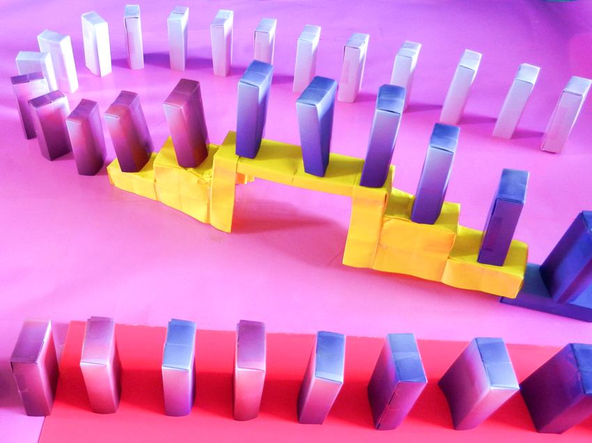 Origami domino blocks and bridge