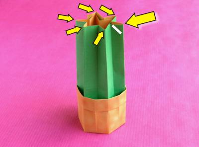 folding an origami cactus