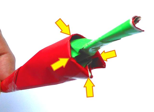Origami chilipeper maken