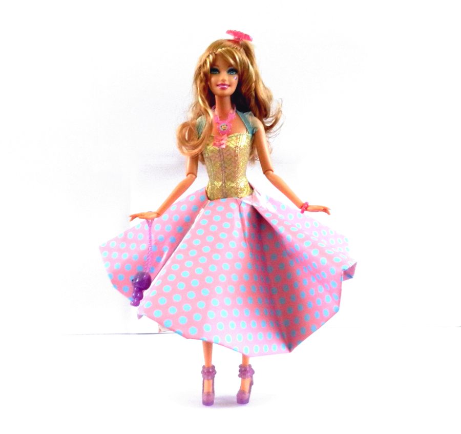 Barbie in an Origami circle skirt
