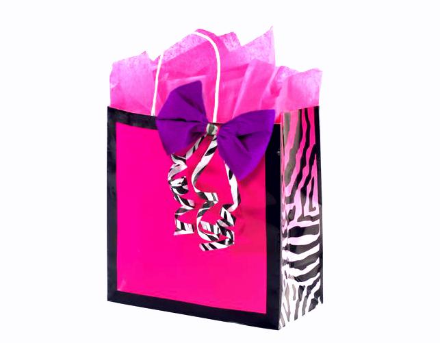 Zebra bag with crepe paper bow Zebra bag with crepe paper bow
