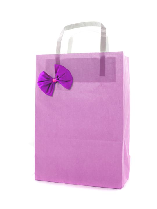 Paper shopping bag with crepe paper bow Paper shopping bag with crepe paper bow