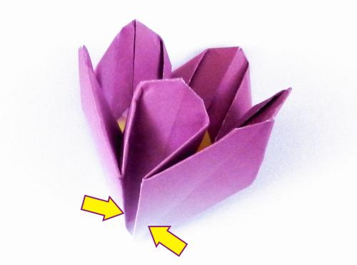 Folding an Origami Crocus flower Folding an Origami Crocus flower