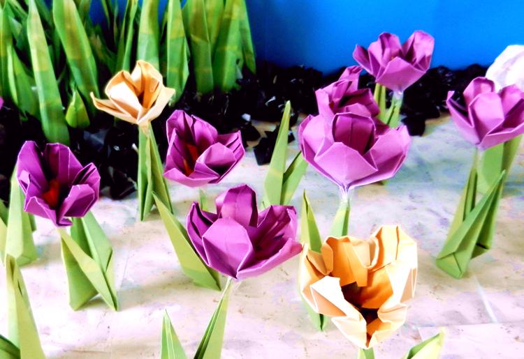 Origami crocuses Origami crocuses