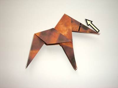 folding an origami dog