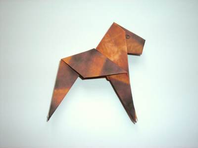 folding an origami dog