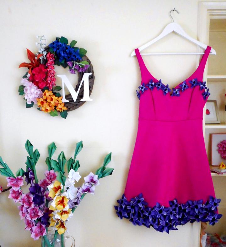 Dress with Origami flowers