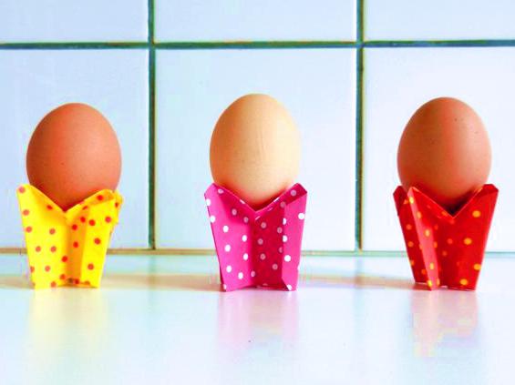 Origami egg cups