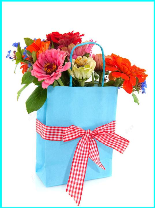 Cute arrangement in a paper flower bag