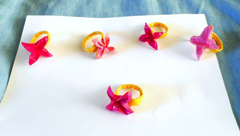 Origami flower rings