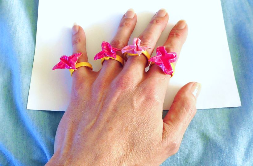 Origami flower rings