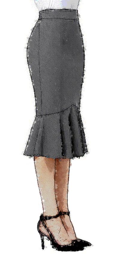 Frill hem pencil skirt Frill hem pencil skirt