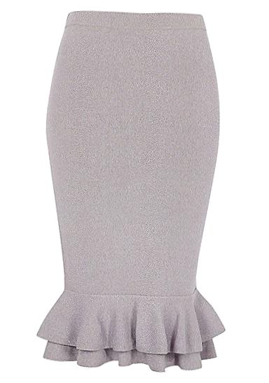 Frill hem pencil skirt