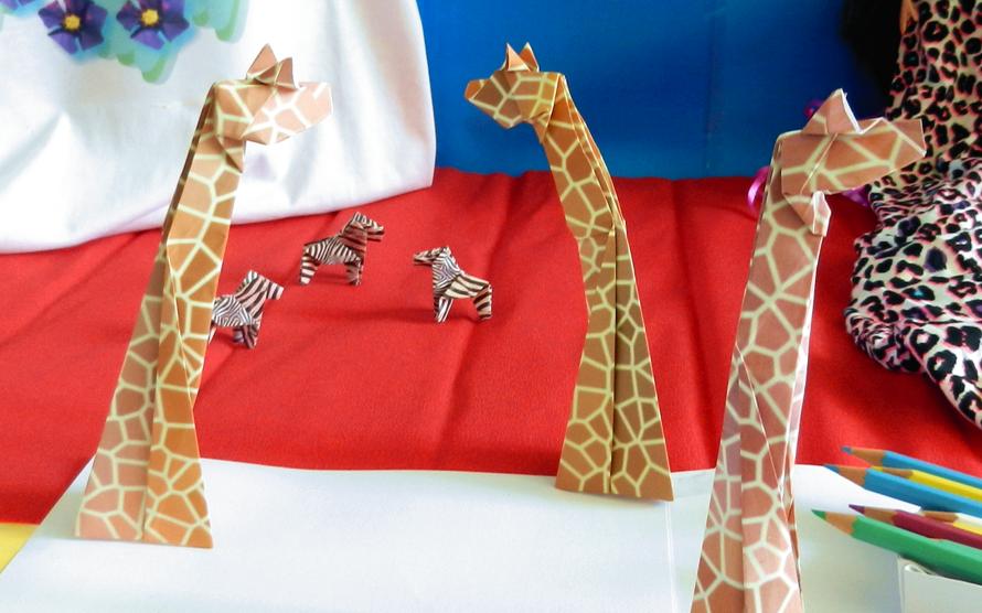 Origami giraffe decorations