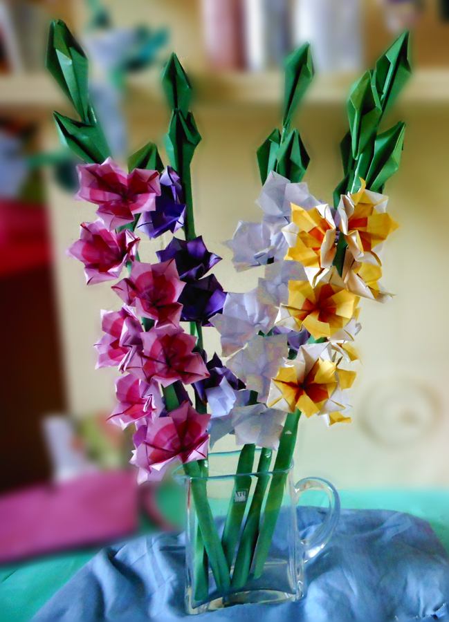 Origami gladiolus flower