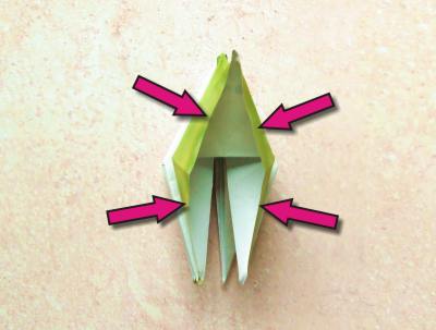 diagrammen voor een origami sprinkhaan