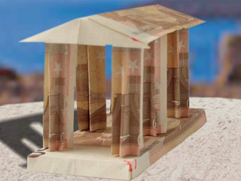 Money Origami Greek Temple