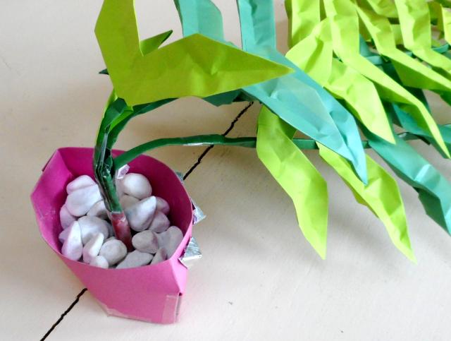 Origami hangplant maken