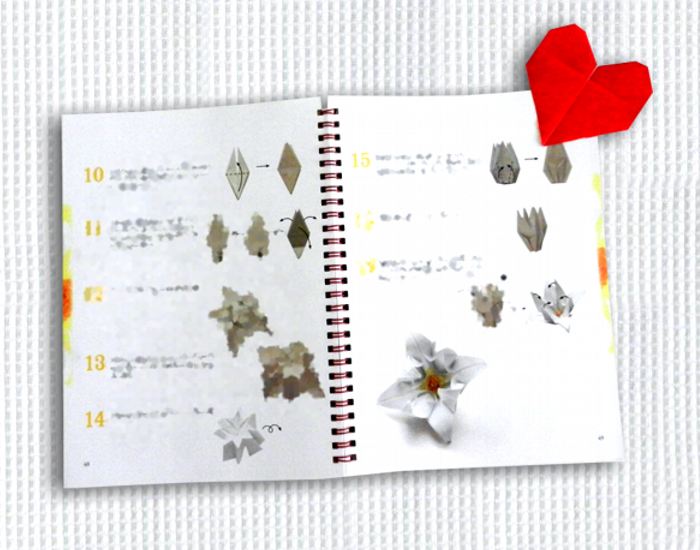 origami rood hartjes boekenlegger