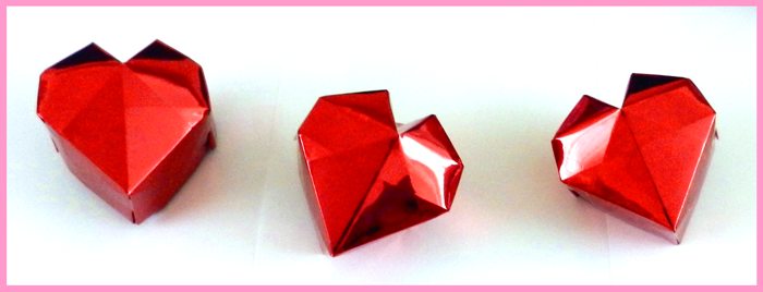 Origami heart shaped boxes