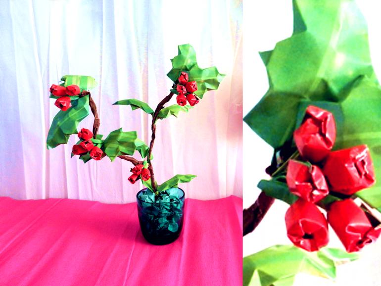 Origami holly