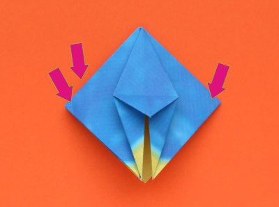 uitleg om een origami Iris te vouwen