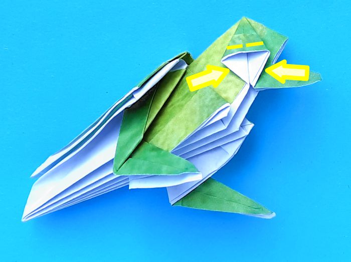 Origami Zangbrilvogel vouwen