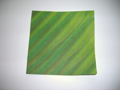 green origami paper for folding a leaf