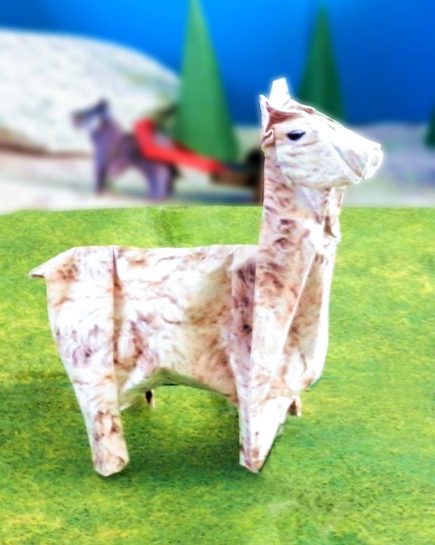 Origami Lama van papier