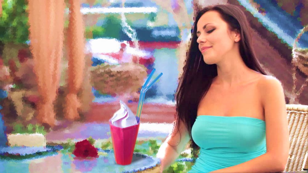 Jonge vrouw met een milkshake Jonge vrouw met een milkshake