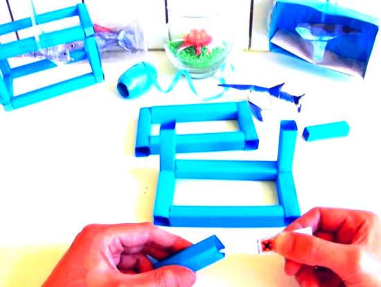 Make a paper Origami mini aquarium