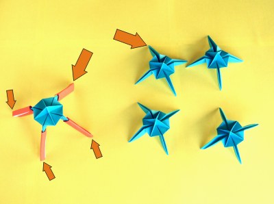 een modulair origami model in elkaar zetten