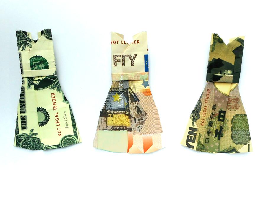 Money Origami dresses