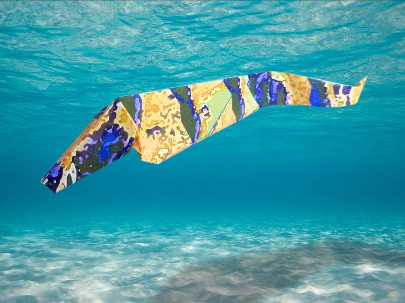 Origami Mosasaurus van gekleurd papier Origami Mosasaurus van gekleurd papier