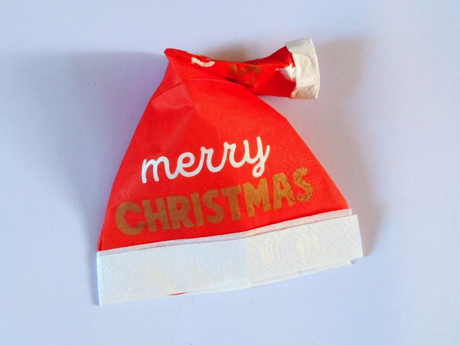 Napkin Origami Santa Hat