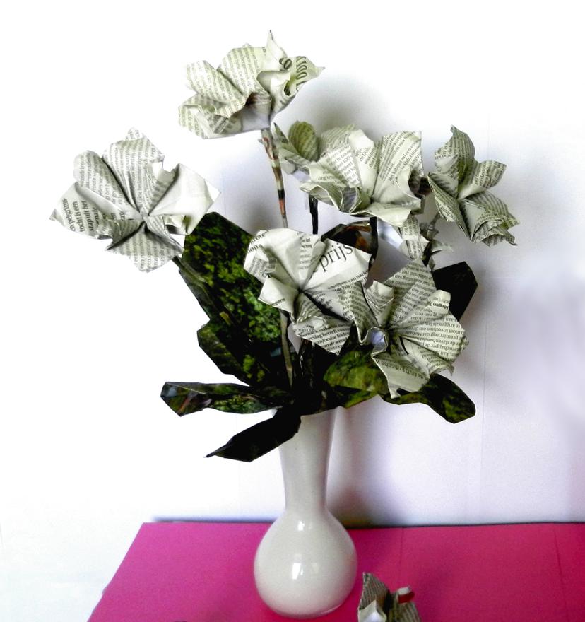 Newspaper Origami Flowers Newspaper Origami Flowers