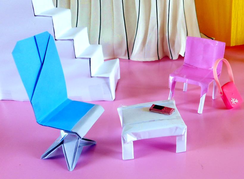 Origami stoelen Origami stoelen