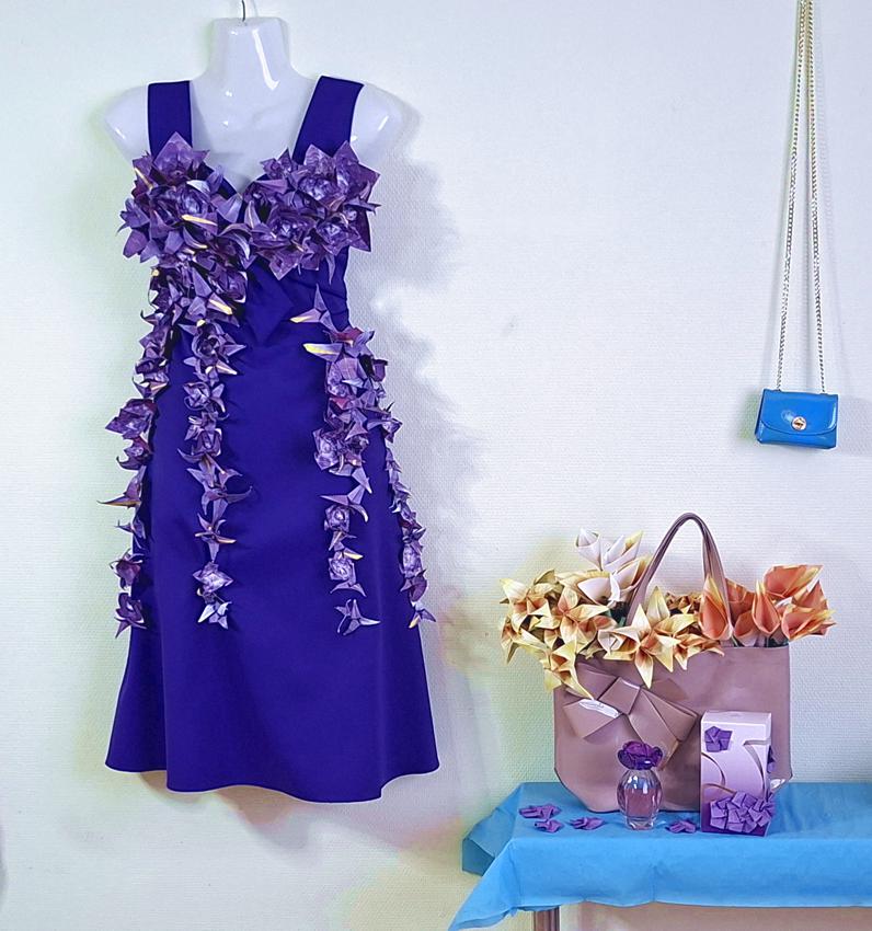 Jurk met Origami bloemen
