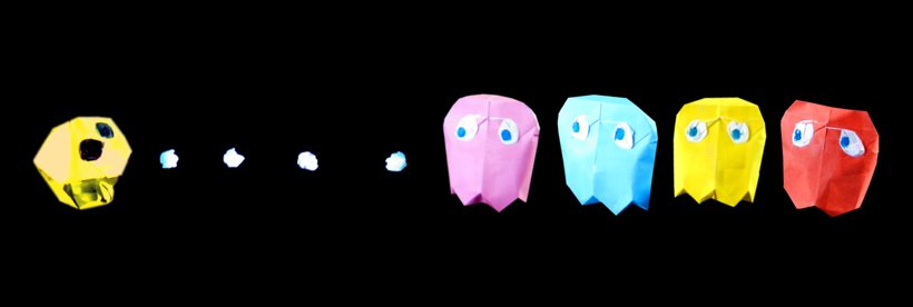Pacman Origami game banner Pacman Origami game banner