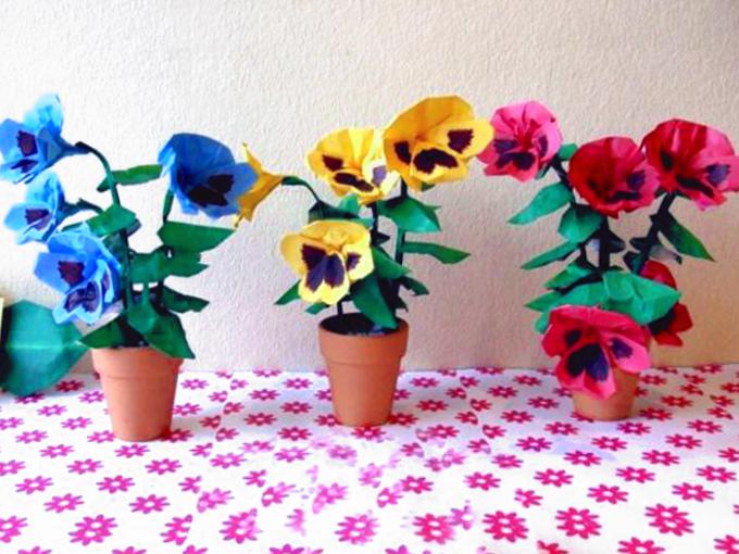 kawaii origami pansy arrangements