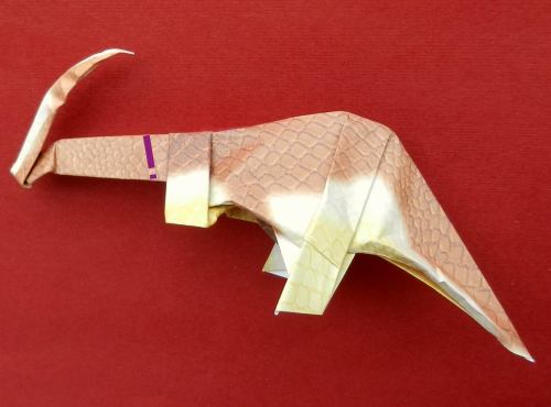 een origami dinosaurus vouwen, Parasaurolophus een origami dinosaurus vouwen, Parasaurolophus