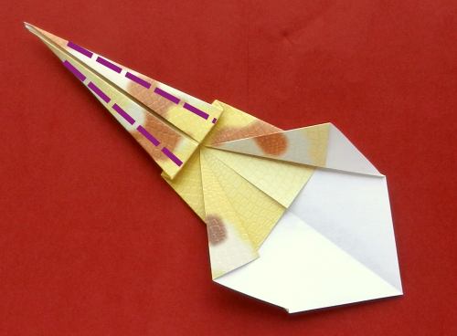 een origami dinosaurus vouwen, Parasaurolophus een origami dinosaurus vouwen, Parasaurolophus
