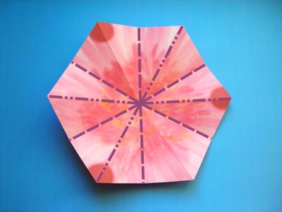 diagrammen voor een roze origami bloem