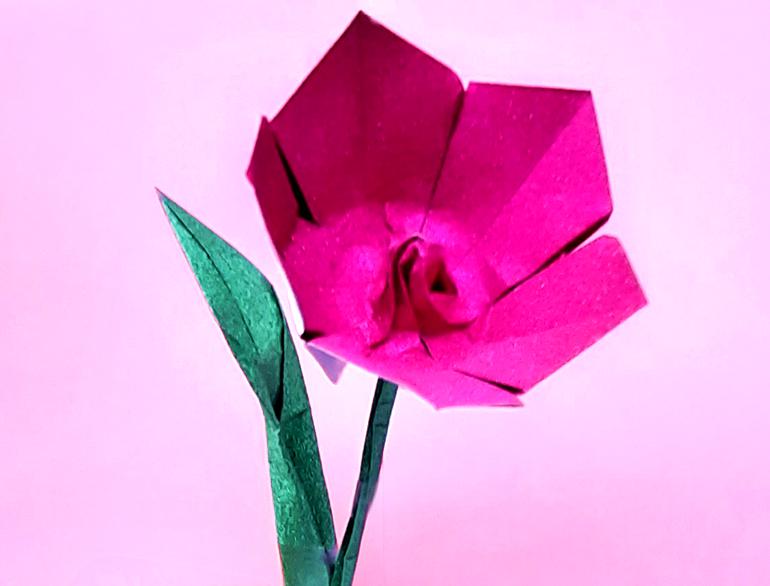 Pink Glitter Origami Flower