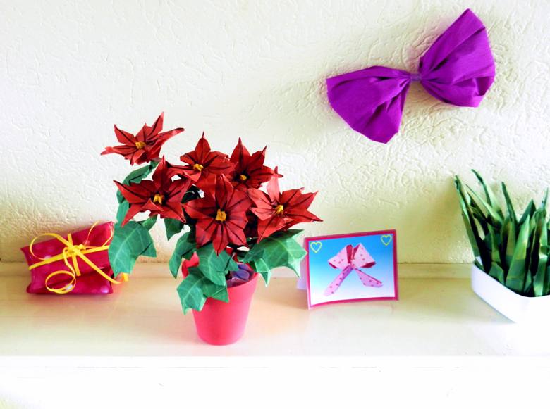Origami Poinsettia flowers