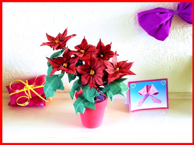 Origami Poinsettias