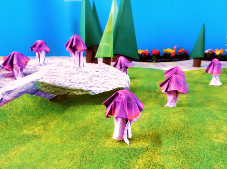 Origami poisonous mushrooms