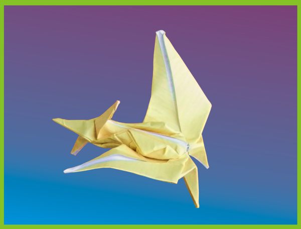 vliegende origami dinosaurus, Pterodactyl vliegende origami dinosaurus, Pterodactyl